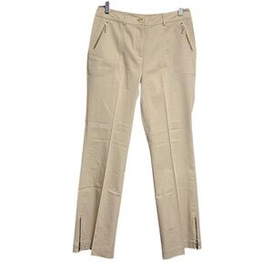ST. JOHN Collection tan khaki gold zipper high rise pants size 6